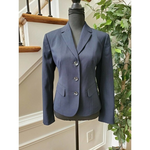 Jones Wear Women's Blue Lined Polyester Long Sleeve 3 Buttons Stretch Blazer 8P - Picture 11 of 11